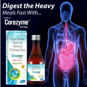 Corezyme -Digestive Enzyme Syrup with Fungal Diastase, Pepsin, Vitamins & B-Complex, 200 ml